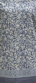 Ajrak Design Dress – Grey Floral Print, Organic Dye Cotton (Unstitched Two Piece)