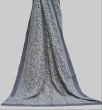 Ajrak Design Dress – Grey Floral Print, Organic Dye Cotton (Unstitched Two Piece)