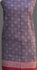 Organic Dye Hand Block Print Ajrak Two-Piece Dress – Moroccan Black Contrast Shirt & Dupatta (Unstitched, 2.5m Each)