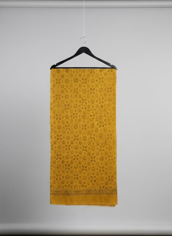 Ajrak Mustard – Hand Block Printed Unstitched Lawn (2.5 Meters)