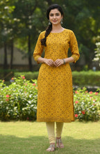 Ajrak Mustard – Hand Block Printed Unstitched Lawn (2.5 Meters)