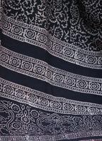 Organic Dye Hand Block Printed Ajrak Chaadar Chinar Leaf – Black (Cotton) | Ajrak Design Dress Wrap