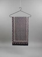 Organic Dyed Hand Block Printed Ajrak Hijab – Black Contrast Moroccan Scarf (79" × 30")