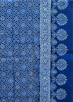 Organic Dyed Hand Block Printed Ajrak Hijab – Indigo Moroccan Scarf (79" × 30")