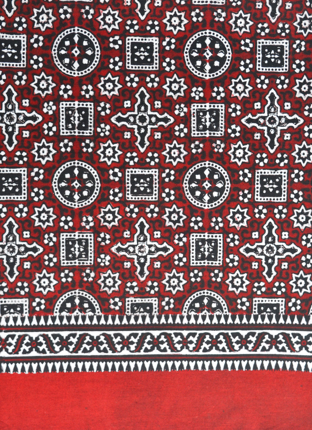 Premium Hand Block Printed Ajrak Jileb Maroon & Black – Single Paat | Organic Dyed Cotton Ajrak for Men