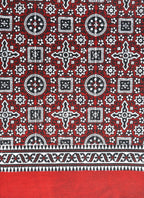 Premium Hand Block Printed Ajrak Jileb Maroon & Black – Single Paat | Organic Dyed Cotton Ajrak for Men