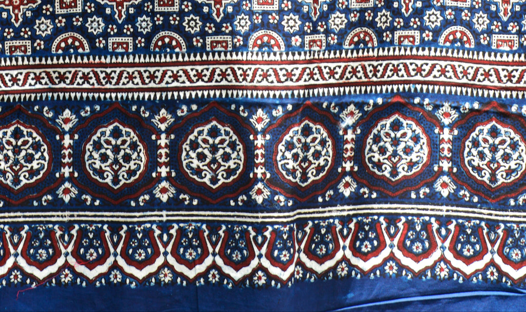 Kashi Ajrak Blue Variant – Organic Dye Hand Block Printed Cotton Fabric