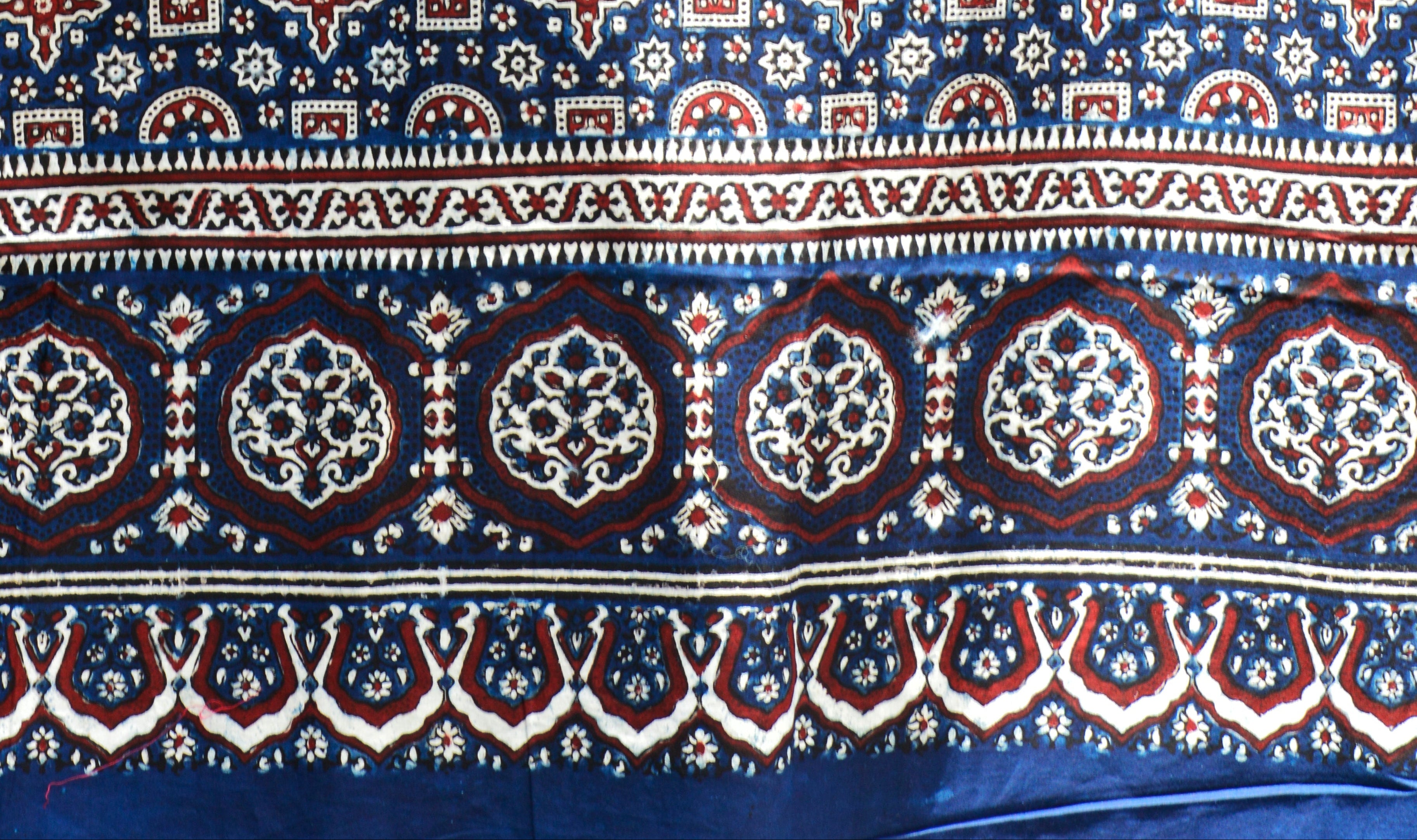 Kashi Ajrak Blue Variant – Organic Dye Hand Block Printed Cotton Fabric