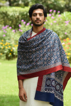 Kashi Ajrak Blue Variant – Organic Dye Hand Block Printed Cotton Fabric