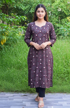 Natural Dyed Ajrak Kurti – Hand Block Printed with Mirror Embroidery (Premium Lawn Cotton)