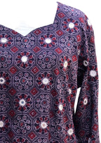 Natural Dyed Ajrak Kurti – Hand Block Printed with Mirror Embroidery (Premium Lawn Cotton)