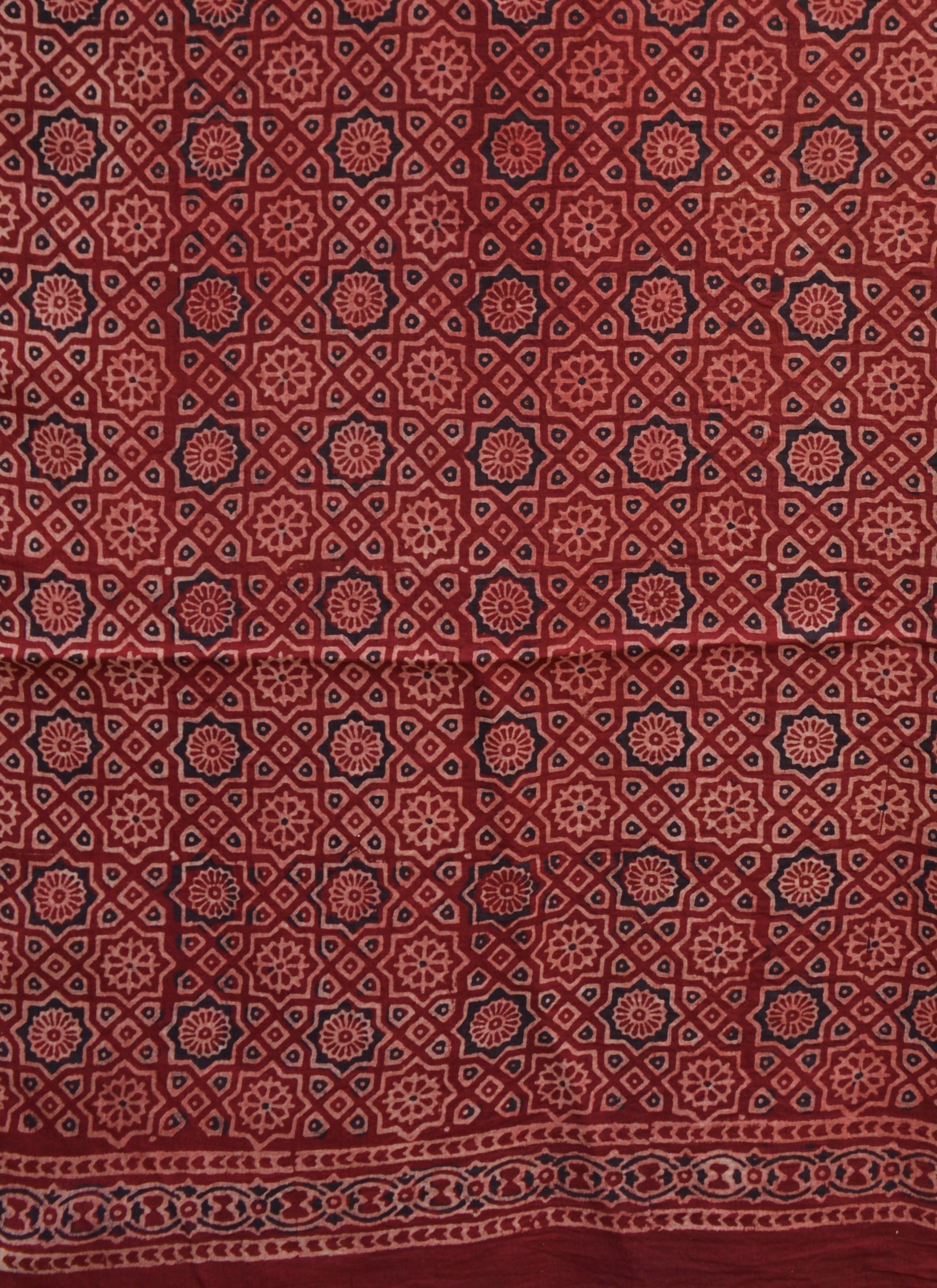 Ajrak Moroccan Red Kurta Fabric – Organic Dye Hand Block Printed Lawn
