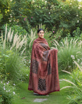 Ajrak Multi-Blocks Chaadar – Hand Block Printed Geometric Maroon & Black, 2.5m × 42-44"