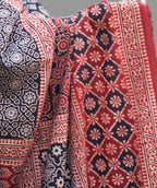 Ajrak Multi-Blocks Chaadar – Hand Block Printed Geometric Maroon & Black, 2.5m × 42-44"