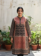 Hand Block Printed Ajrak Multi Blocks Unstitched Lawn Kurta for Women - Premium Traditional Fabric - Shopping Karado