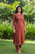 Ajrak Red Fabric for Shirt & Trouser – Hand Block Printed Lawn | Ajrak Design Dress Fabric