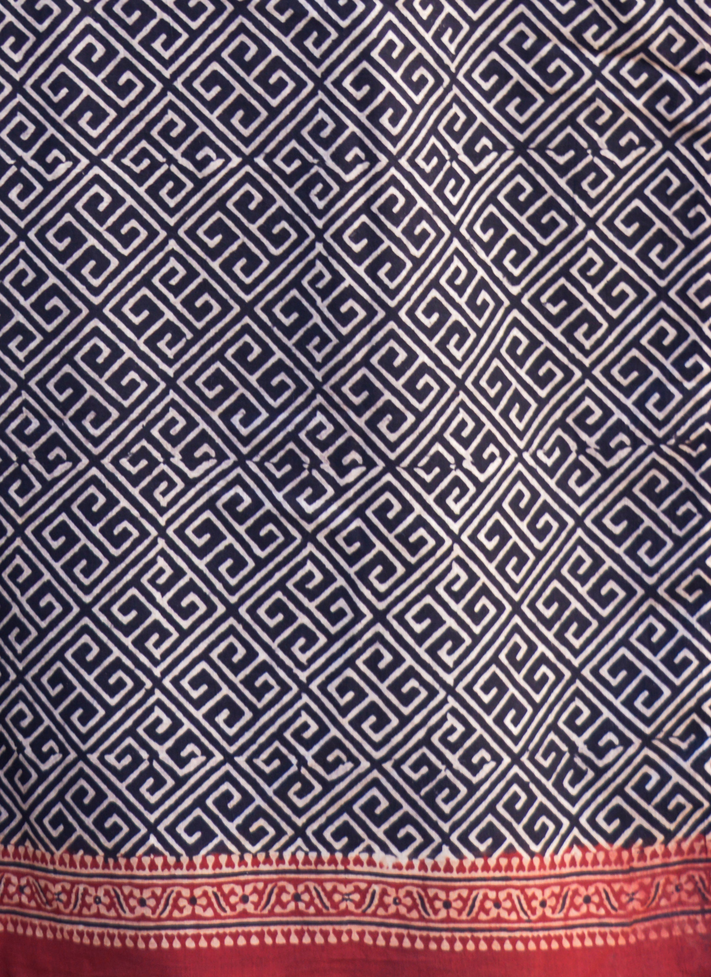 Ajrak Black Taskeen Kurta Fabric – Hand Block Printed Lawn (Unstitched Shirt Piece) | Ajrak Design Dress