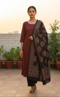 Ajrak Chadar Anbi Kakkar – 2.5 m Hand-Block Printed Sindhi Ajrak Cotton Shawl
