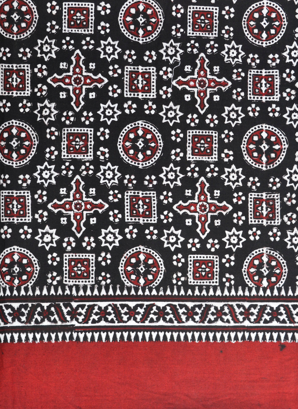 Premium Hand Block Printed Ajrak Jileb Black & Maroon – Single Paat | Organic Dyed Cotton Ajrak for Men