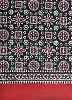 Premium Hand Block Printed Ajrak Jileb Black & Maroon – Single Paat | Organic Dyed Cotton Ajrak for Men