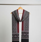 Premium Hand Block Printed Ajrak Jileb Black & Maroon – Single Paat | Organic Dyed Cotton Ajrak for Men