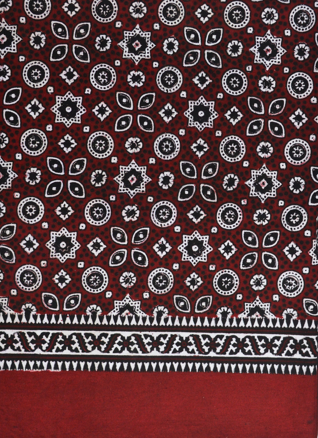 Premium Hand Block Printed Ajrak Kharik Red – Single Paat | Natural Dyed Cotton Ajrak