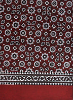 Premium Hand Block Printed Ajrak Kharik Red – Single Paat | Natural Dyed Cotton Ajrak