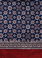 Premium Hand Block Printed Ajrak Kharik Blue– Single Paat | Natural Dyed Cotton Ajrak