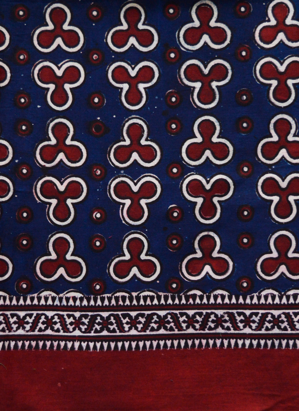 Premium Hand Block Printed Ajrak King Priest Indigo & Maroon – Single Paat | Organic Dyed Cotton Ajrak for Men