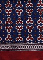 Premium Hand Block Printed Ajrak King Priest Indigo & Maroon – Single Paat | Organic Dyed Cotton Ajrak for Men