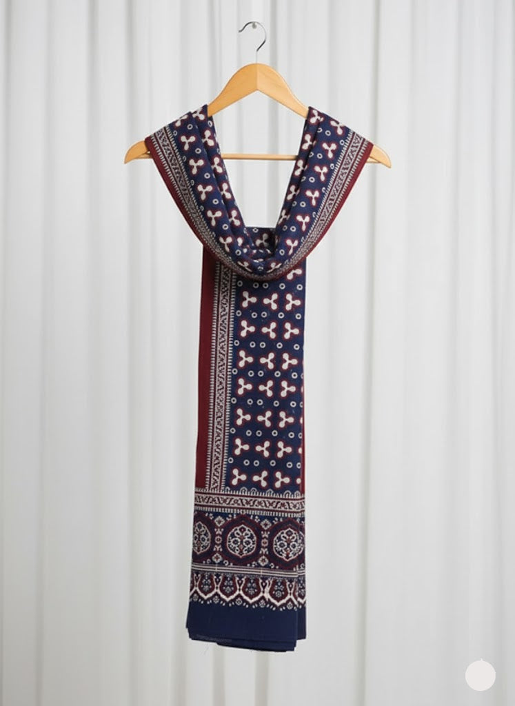 Premium Hand Block Printed Ajrak King Priest – Single Paat | Natural Dyed Cotton Ajrak