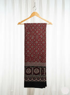 Premium Hand Block Printed Ajrak Kharik Red – Single Paat | Natural Dyed Cotton Ajrak