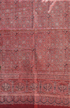 Ajrak Red Kurti Fabric – Hand Block Printed Lawn (Unstitched, Traditional Design)