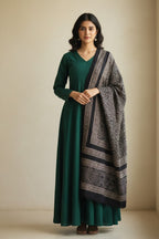 Organic Dye Hand Block Printed Ajrak Chaadar Chinar Leaf – Black (Cotton) | Ajrak Design Dress Wrap