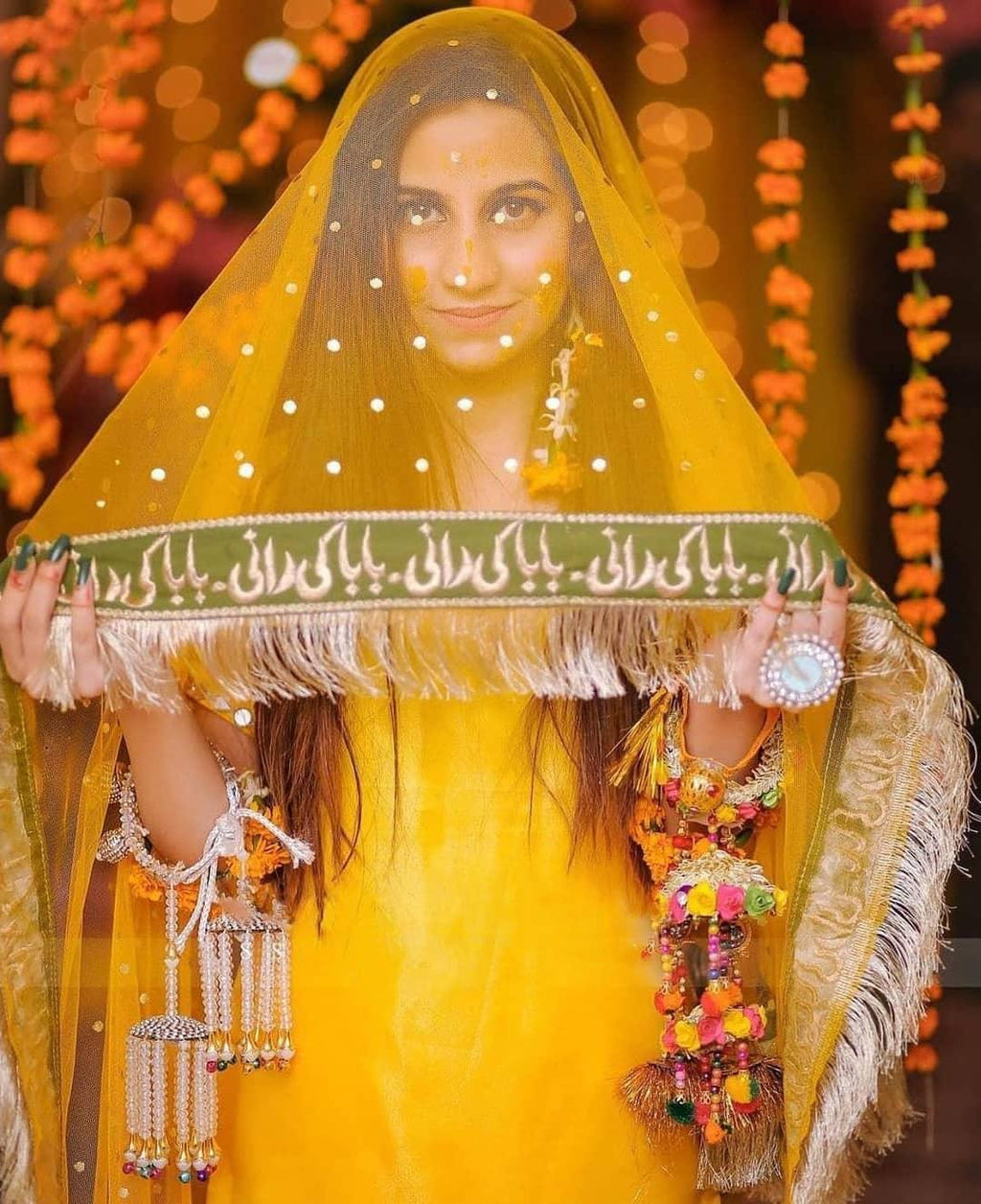 Baba ki Rani Nikkah and Mehendi Bridal Net based Dupatta with heavy kiran lace on 4 sides - Default Title - Buy Online at Shopping Karado