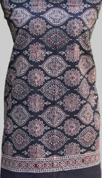 Organic Dye Hand Block Print Badam Black Contrast Ajrak Design Dress – Unstitched Two-Piece