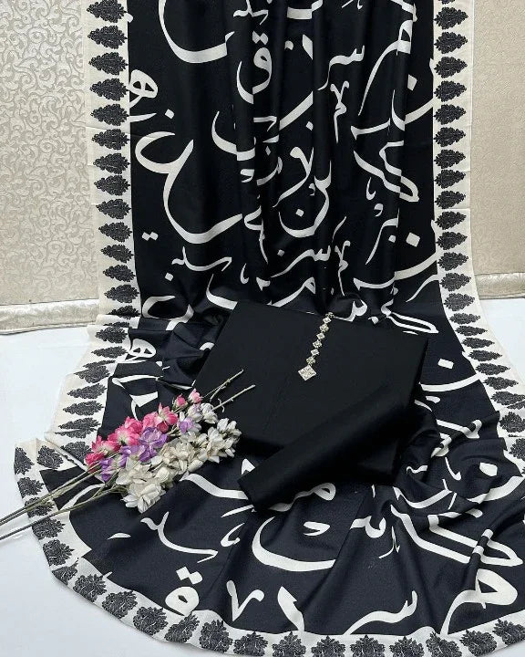 Be-Qaida Kataan Silk Suit - Black - Buy Online at Shopping Karado