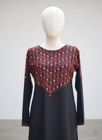 Black Cotton Kurti Set with Hand Mirror Embroidery – Multicolor Thread Work