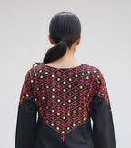 Black Cotton Kurti Set with Hand Mirror Embroidery – Multicolor Thread Work