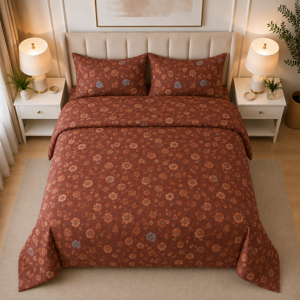 Premium Floral Printed Bedsheet