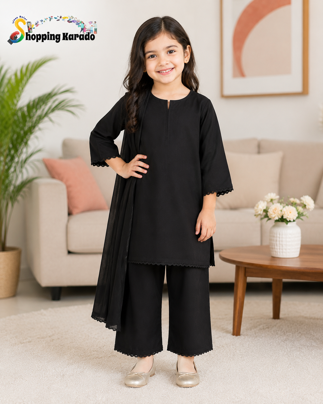 🖤 Elegant Black Kids 2-Piece Dress 🖤