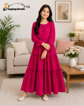 💖 Elegant Pink Printed Maxi Dress – Adult Collection