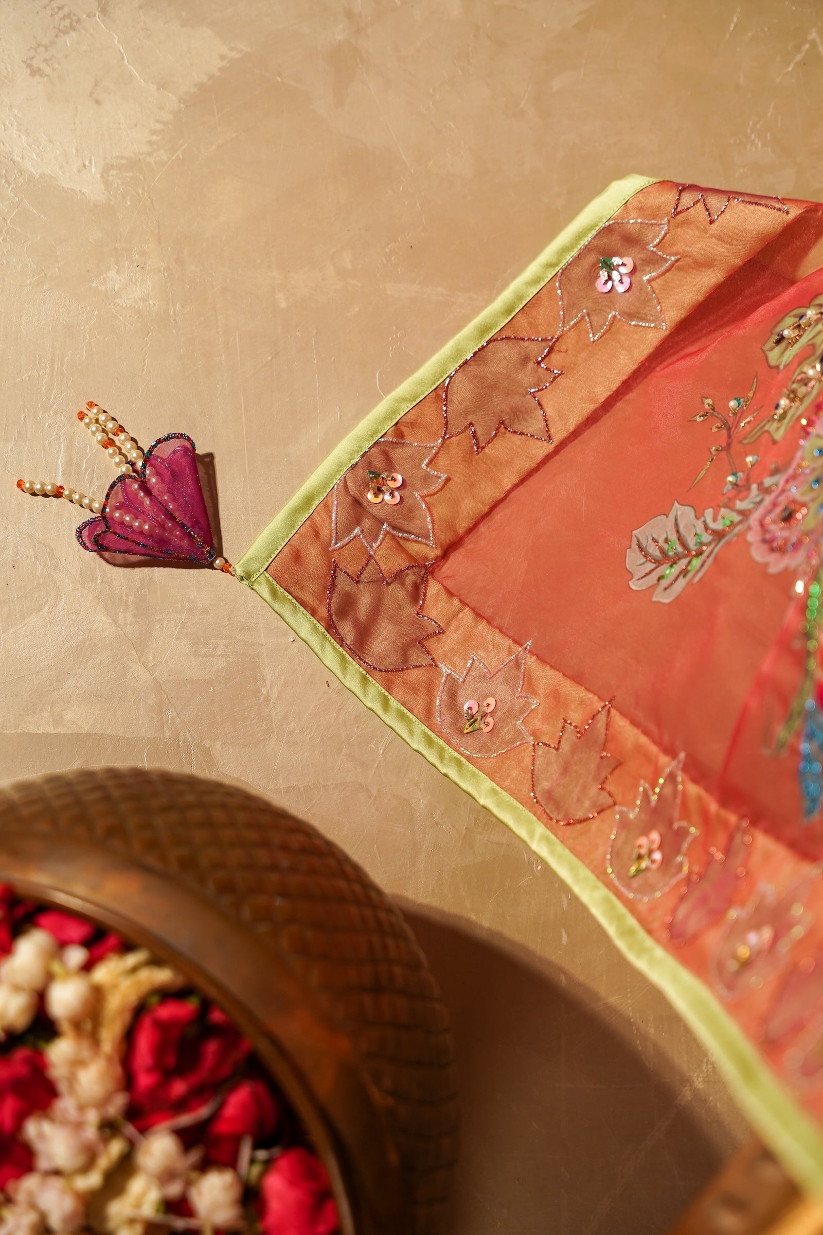 Vashah Gulbaan Shawl - Hand Embroidered Silk Shawl - Shopping Karado