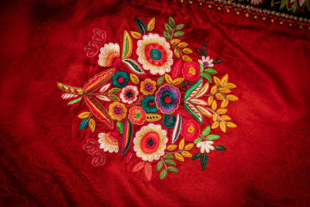 Bano - Shawl - Red Embroidered Luxury Shawl - Buy Online Pakistan