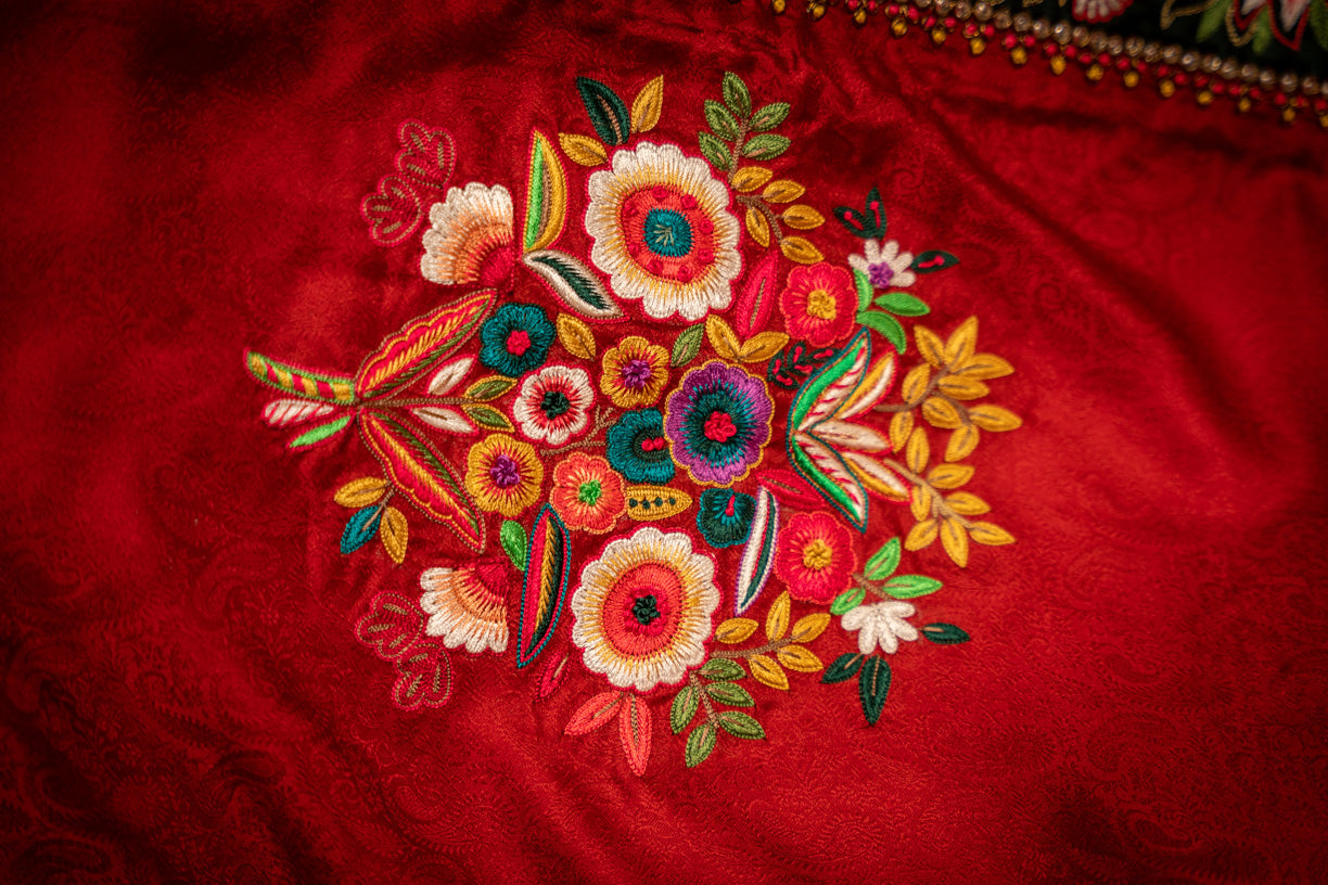 Bano - Shawl - Red Embroidered Luxury Shawl - Buy Online Pakistan