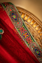 Vashah Bano - Shawl - Hand Embroidered Silk Shawl - Shopping Karado