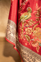 Vashah Pihu Shawl - Hand Embroidered Raw Silk Shawl - Shopping Karado