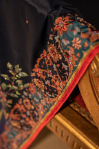 Vashah Chandni Raat Shawl - Hand Embroidered Raw Silk Shawl - Shopping Karado