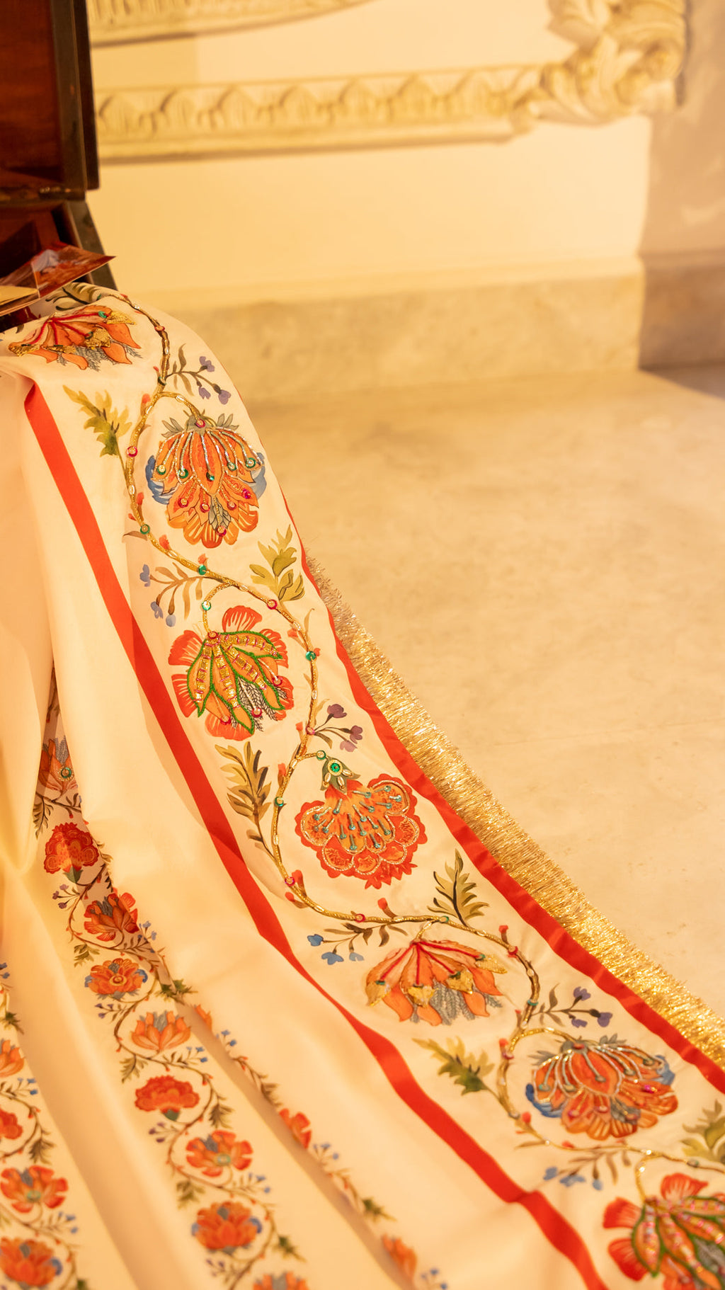 Amar - Red Embroidered Luxury Shawl - Buy Online Pakistan