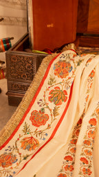 Vashah Amar - Hand Embroidered Raw Silk Shawl - Shopping Karado